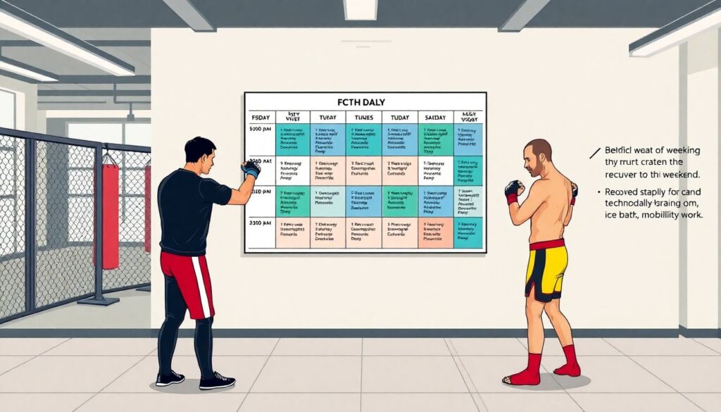 Тренировки чемпиона: пример недельного плана подготовки к пятираундовому бою - иллюстрация